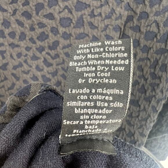 Sharagano Navy & Grey Spotted Long Sleeve Belted Dress 12 - Picture 7 of 10